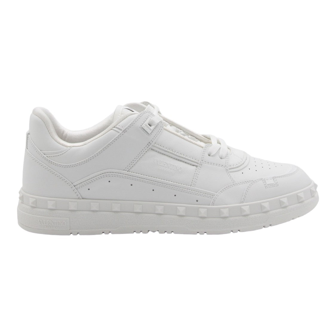 Valentino Garavani White Leather Sneakers With Studded Midsole