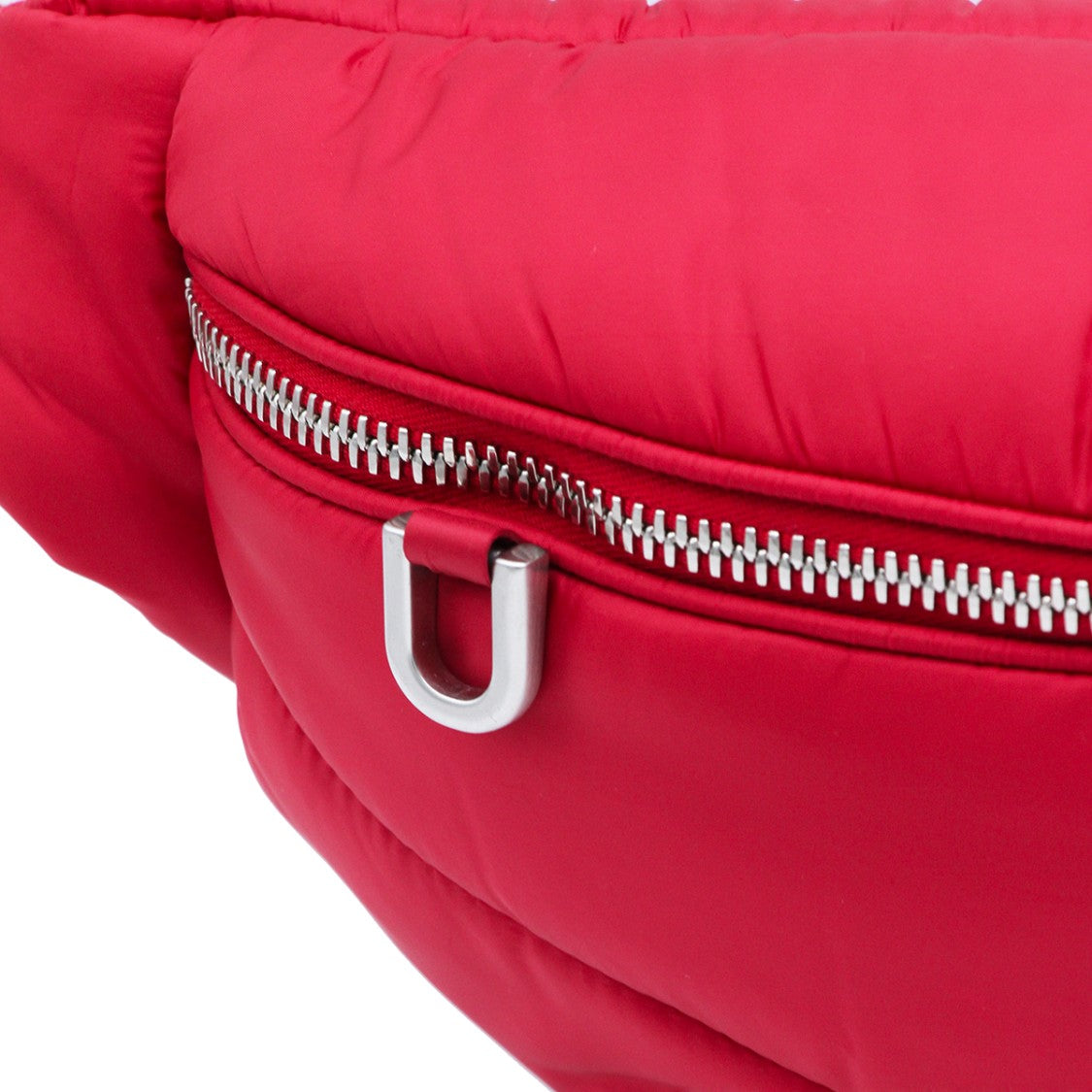 Moncler X Rick Owens Vibrant Red Padded Belt Bag With Adjustable Ribbon Closure