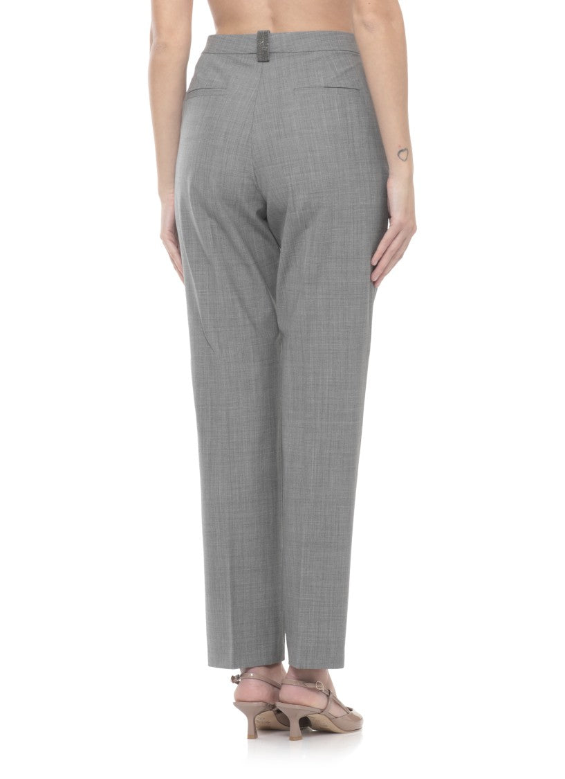 Fabiana Filippi Grey Lightpoint Detail Wool Pants