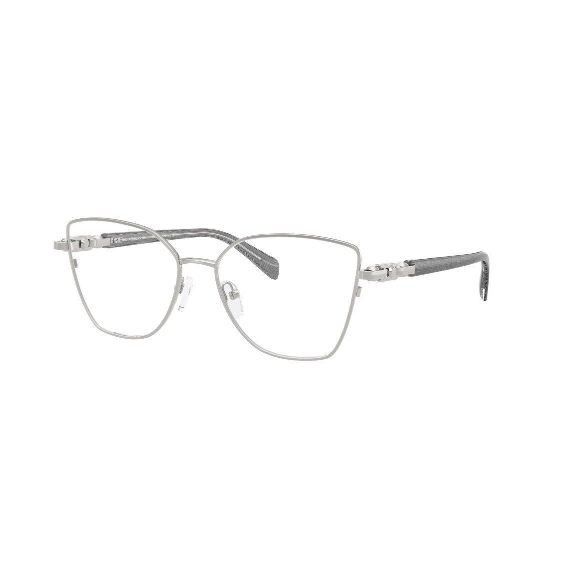 Michael Kors 0Mk3090 Sleek Silver Cat-Eye Eyeglasses With Textured Temples