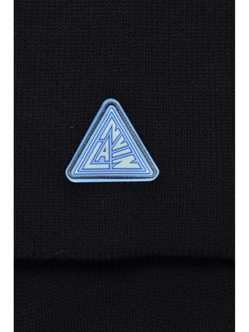 Lanvin Black Virgin Wool Knit Scarf
