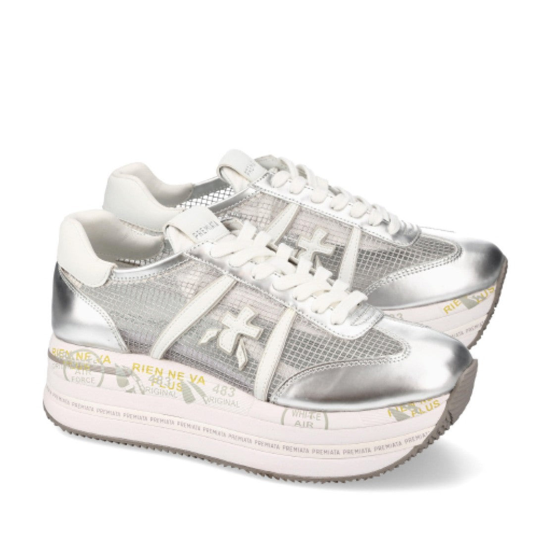 Premiata Silver Leather Beth Sneakers