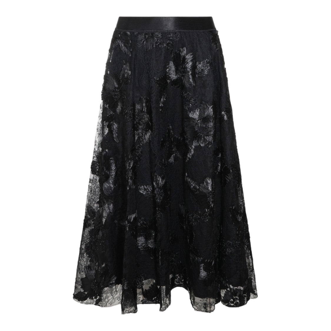 Nissa Floral Lace Overlay A-Line Skirt