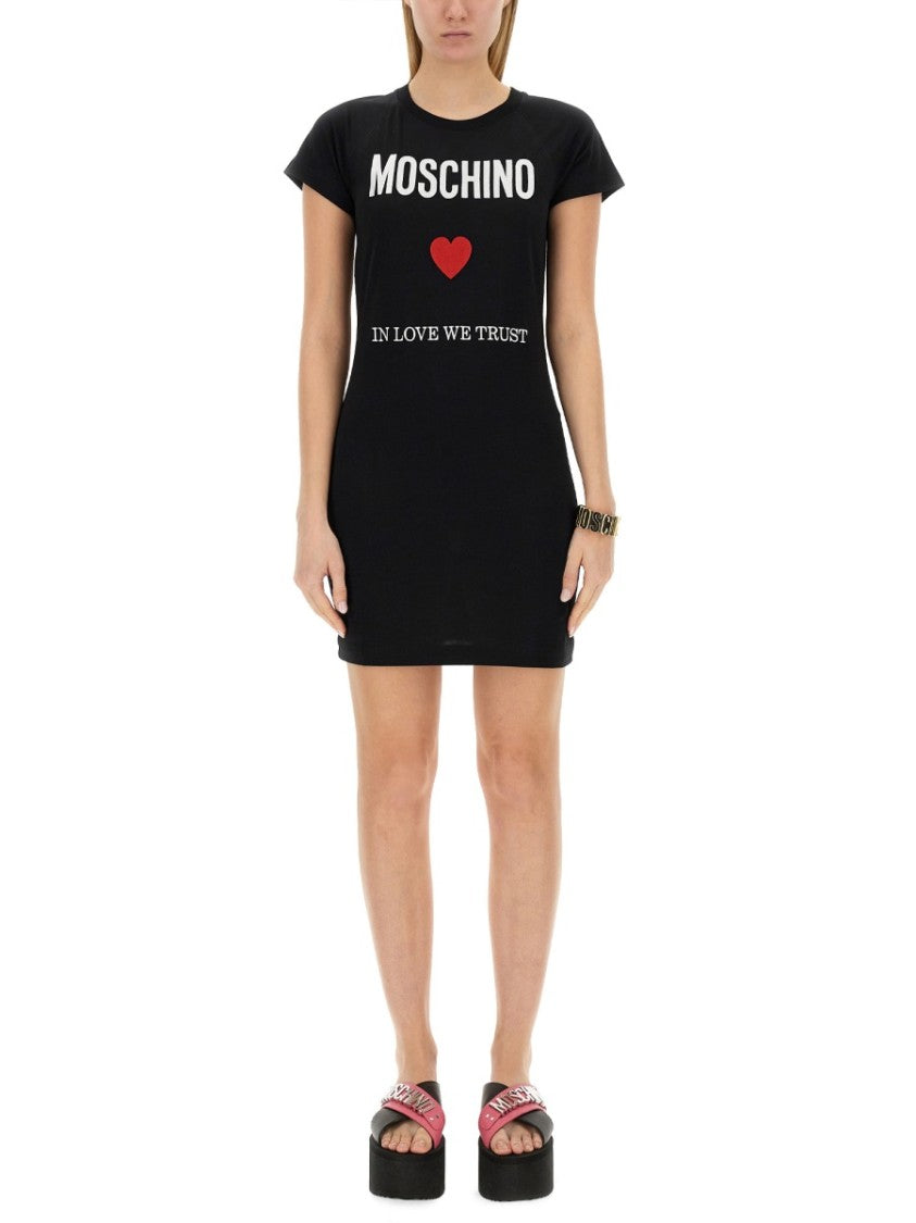 Moschino Fitted Mini Dress With Heart Graphic
