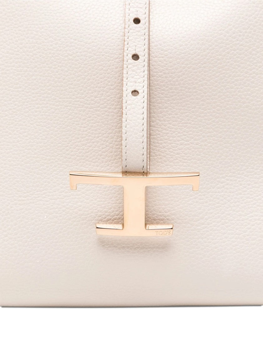 Tod's Neutral Secchiello T Timeless Pebbled Handbag