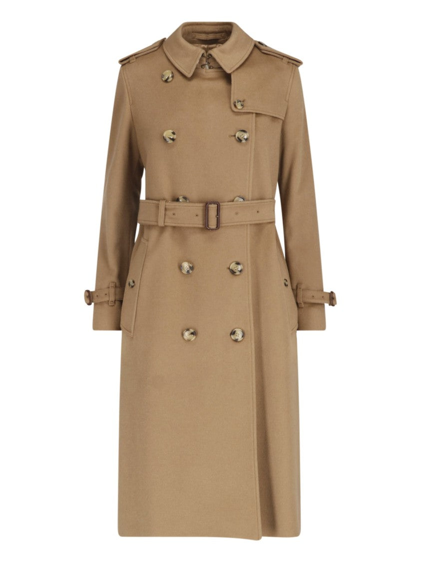 Burberry Brown Kensington Cashmere Belted Trench Coat