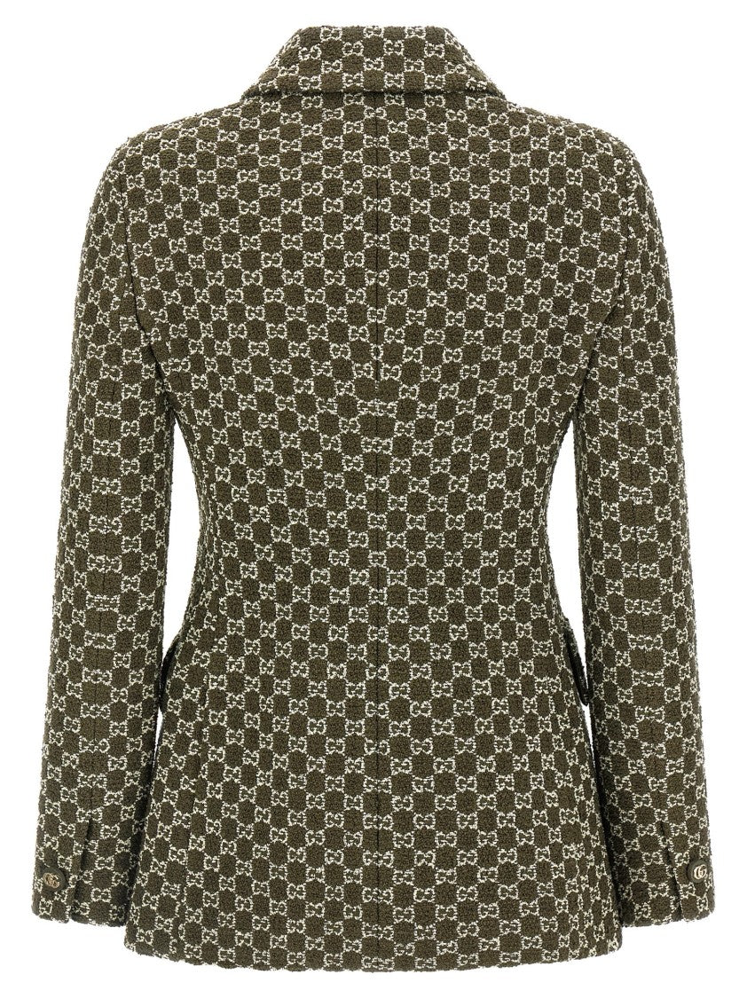 Gucci Gg Bouclé Cotton Blazer With Structured Collar