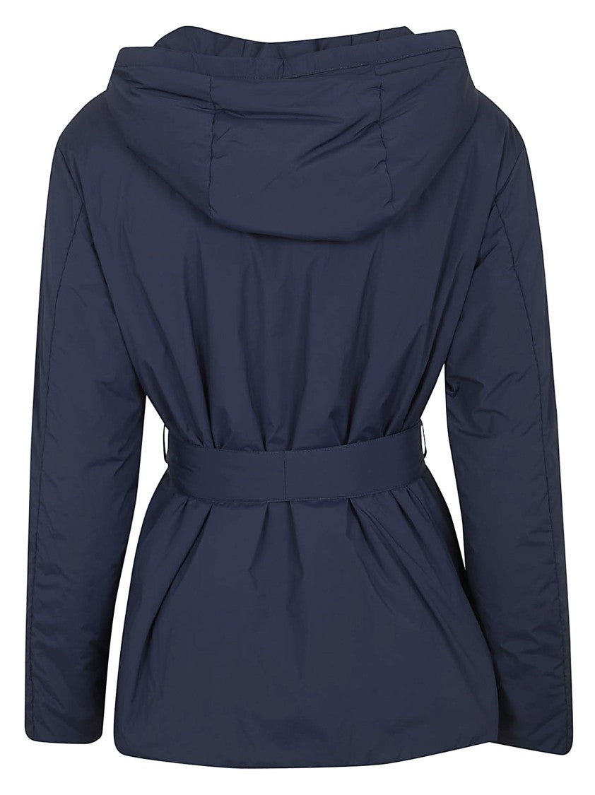 Herno Padded Short Jacket With Drawstring Hood And Waist Belt
