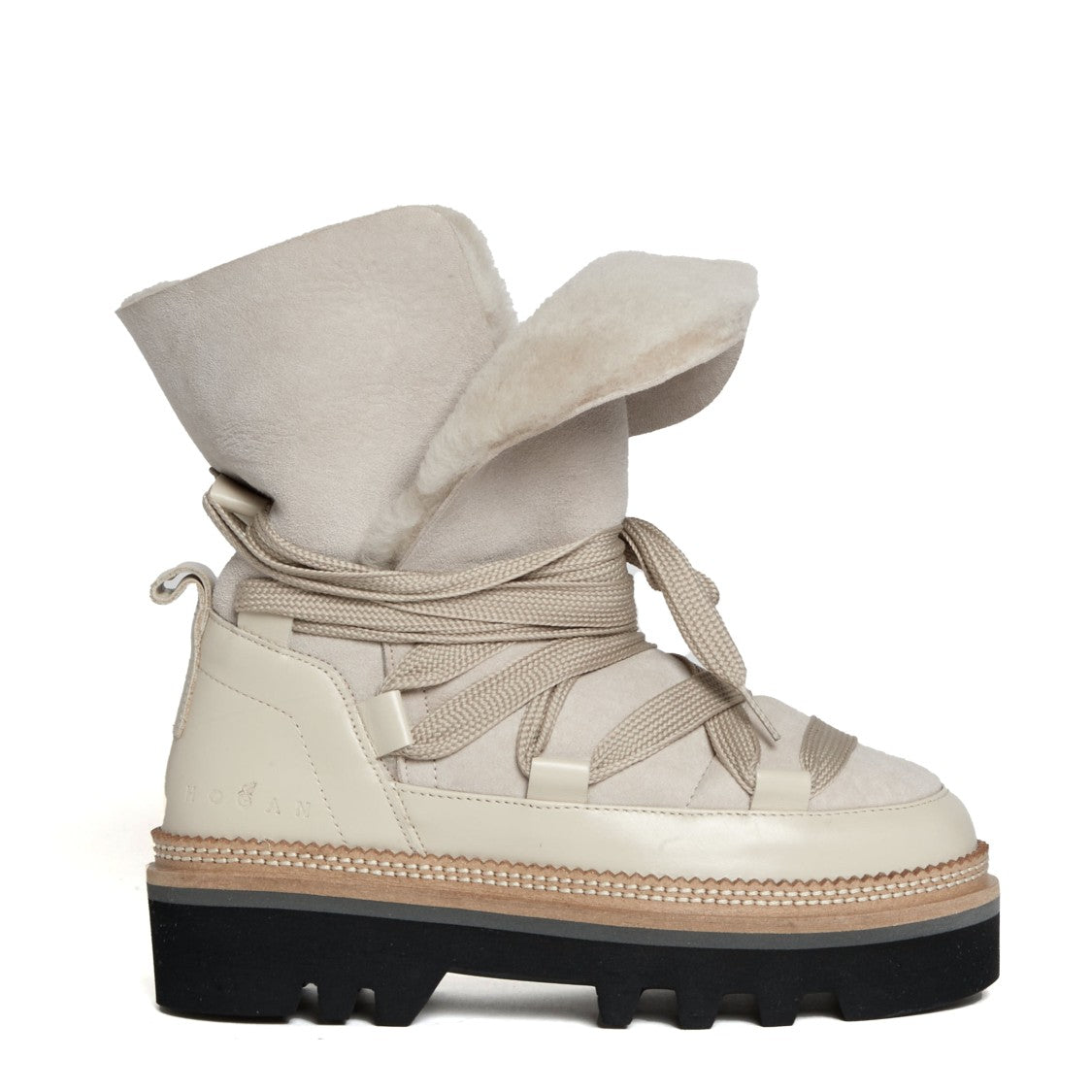 Hogan Beige Sheepskin Ankle Boot