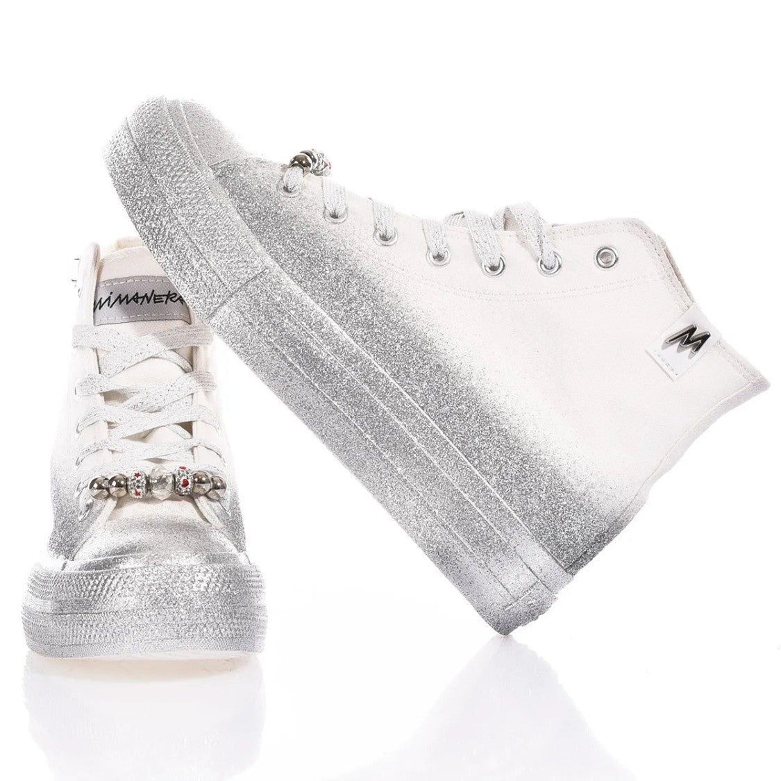 Mimanera Mimanera Airlines Platform Silver Glittery Sneakers