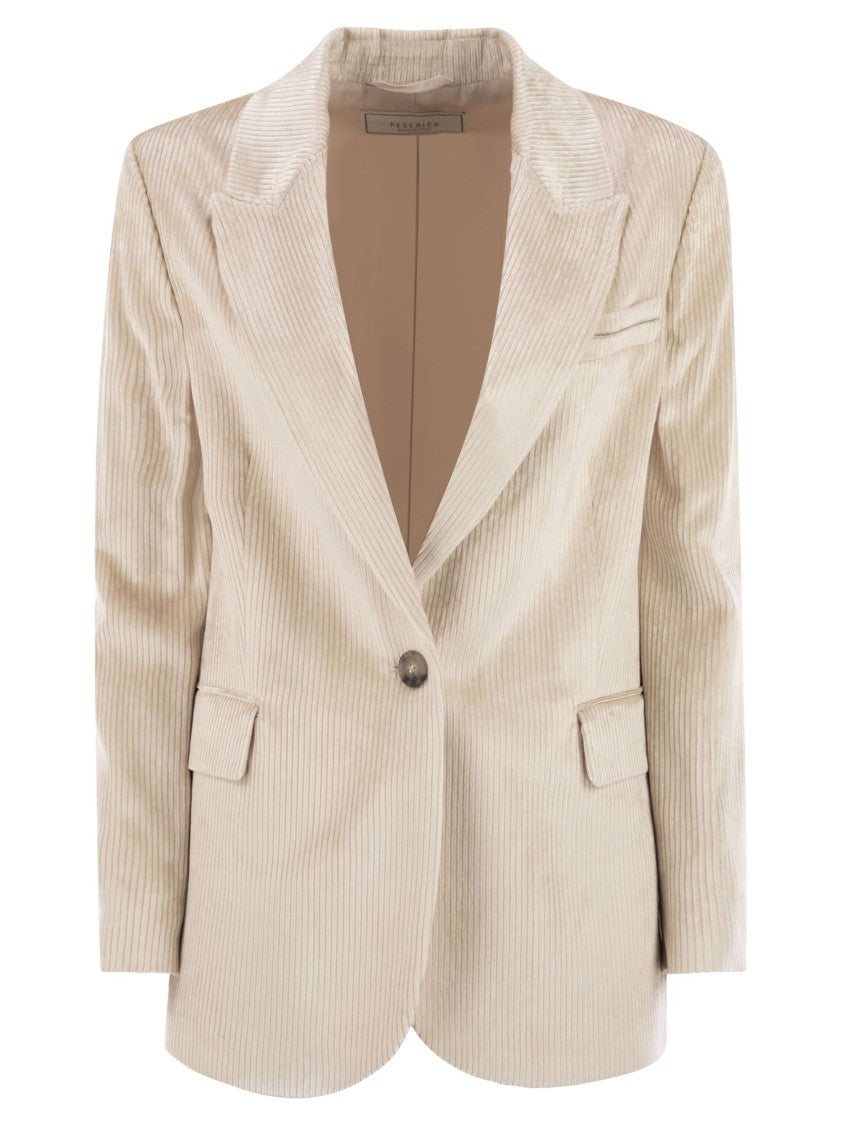 Peserico Velvet Blazer With Thousand Stripes