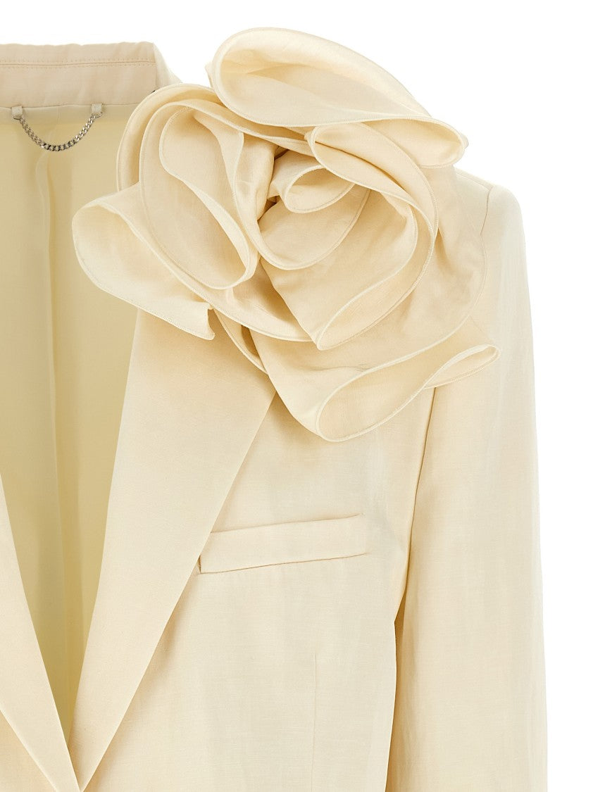 Magda Butrym 01' Linen Blend Blazer With V-Neck Lapels