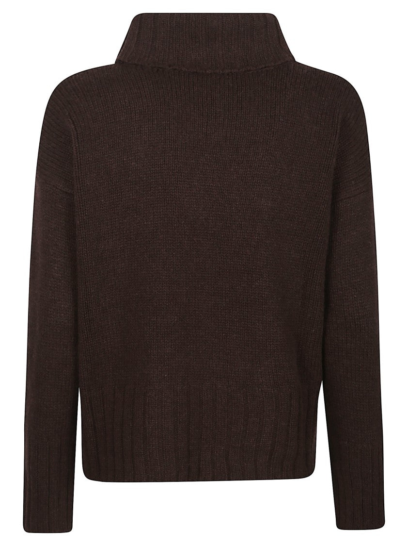 Aragona Cropped Brown Cashmere Turtleneck Sweater
