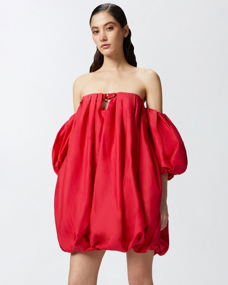 Pinko Strapless Puff-Sleeve Dress With Silhouette
