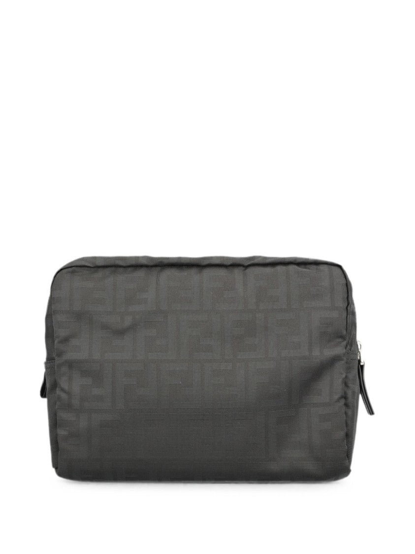 Fendi Black Rectangular Embossed Pattern Fabric Bag