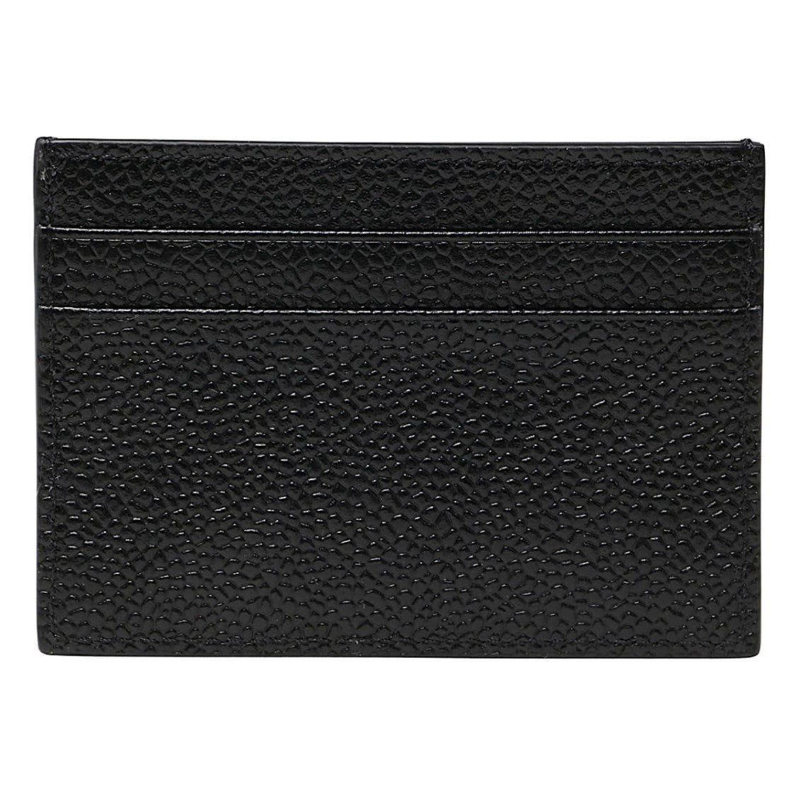 Thom Browne Compact Rectangular Black Wallet With Textured Surface And Tricolor Tab