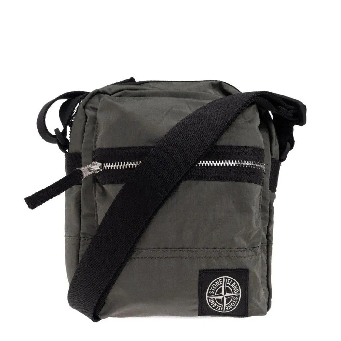 Stone Island Rectangular Green Pouch With Adjustable Strap
