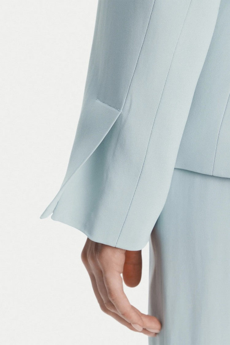 Pinko Light Blue Single-Button Peak-Lapel Viscose-Blend Blazer