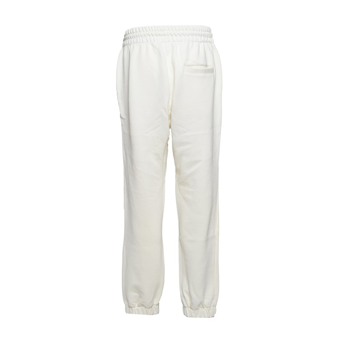 Msgm Cream Cotton Fleece Pants With Embroidered Logo