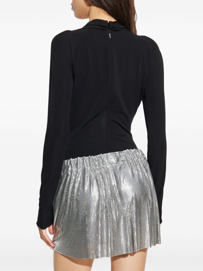 Versace Deep V-Neck Bodysuit With Gold Pin Detail