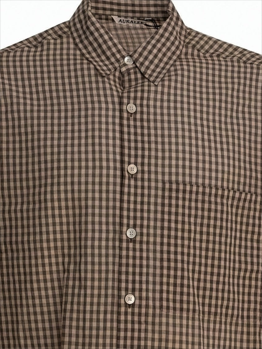 Auralee Classic Gingham Check Long-Sleeve Shirt