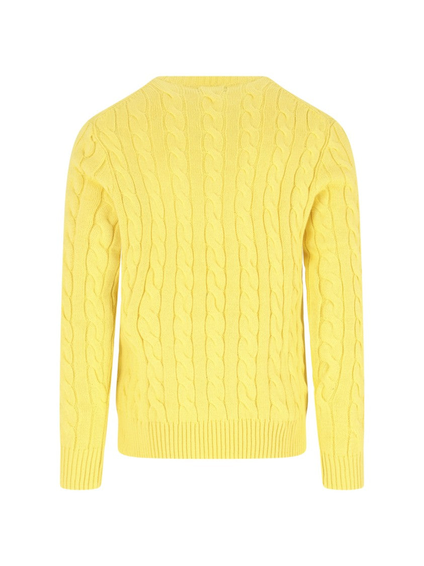 Polo Ralph Lauren Yellow Cable-Knit Crewneck Cotton Sweater