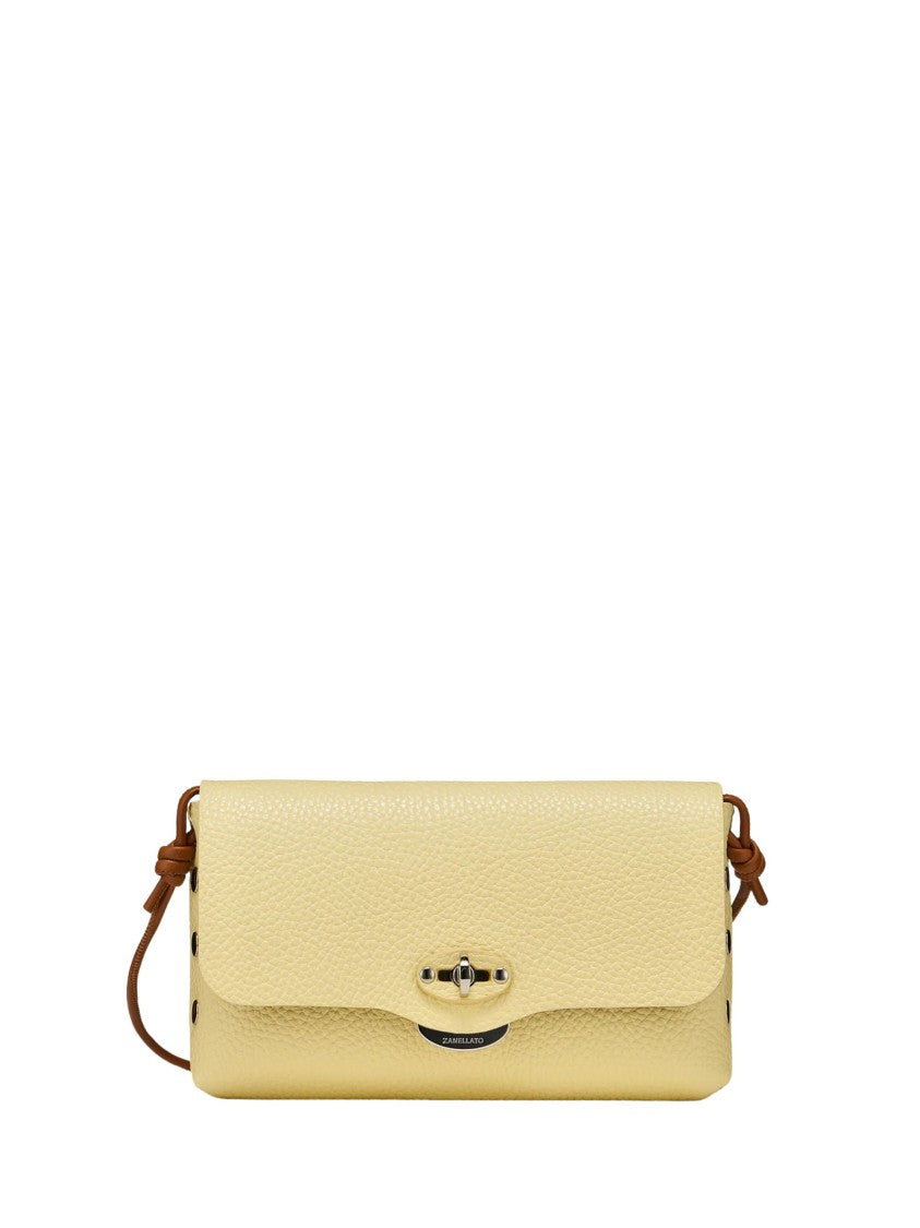 Zanellato Soft Yellow Silver Twist Lock Shoulder Bag