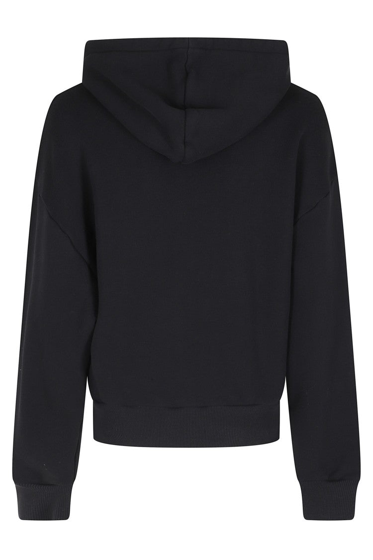 Autry Black Embroidered Slogan Ribbed Trim Cotton Hoodie