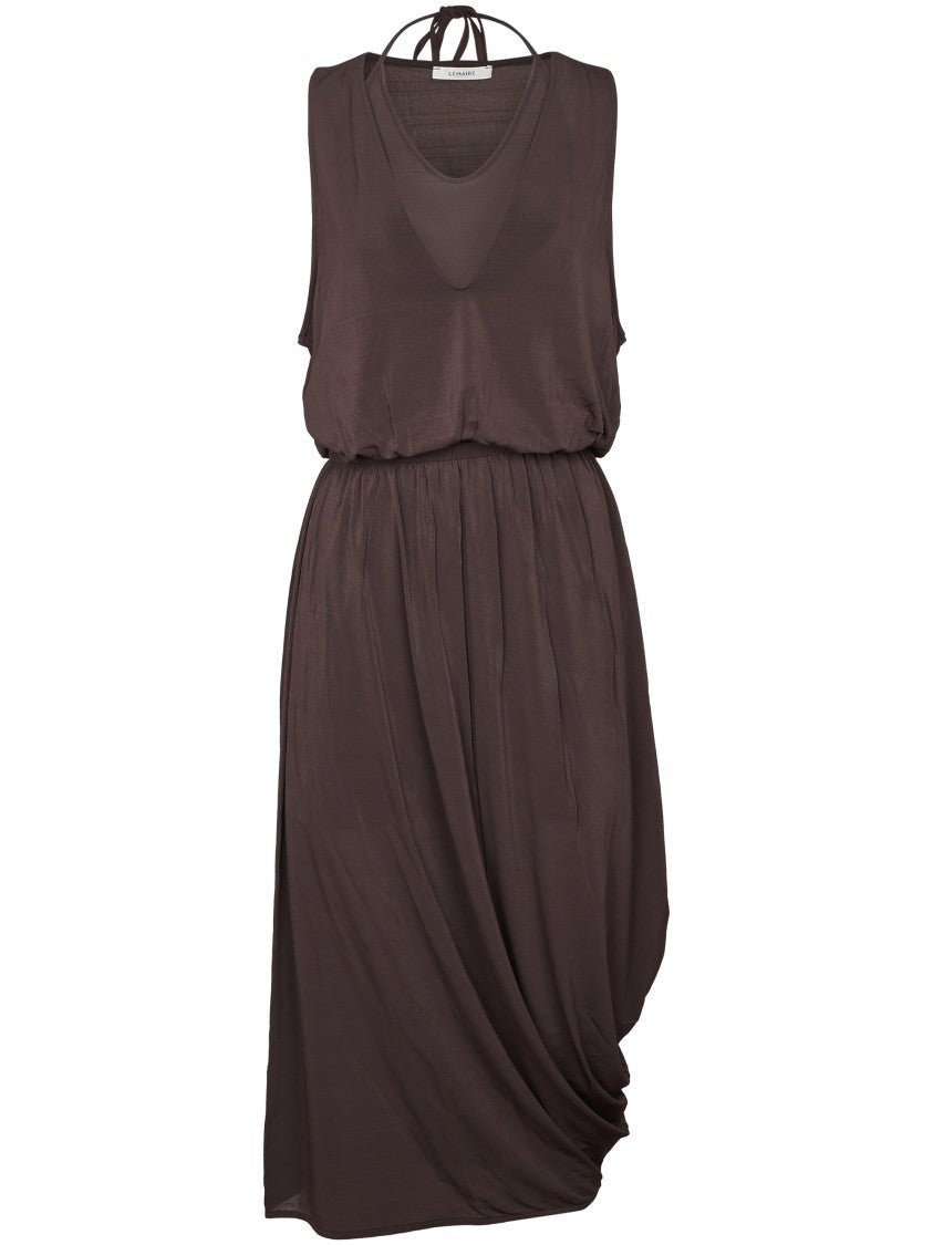 Lemaire Double-Layer Draped Midi Dress With Unique Asymmetrical Hem