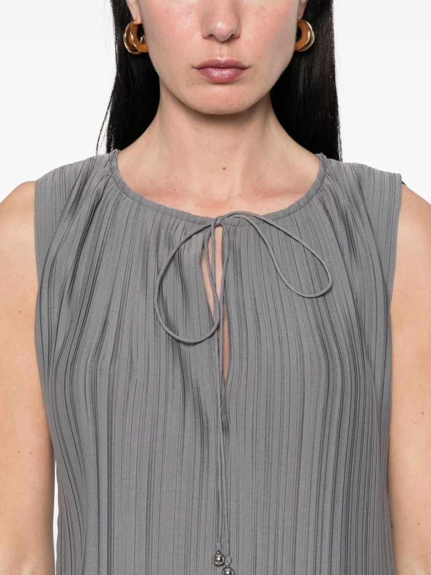 Lanvin Slate Grey Keyhole Neck Sleeveless Top