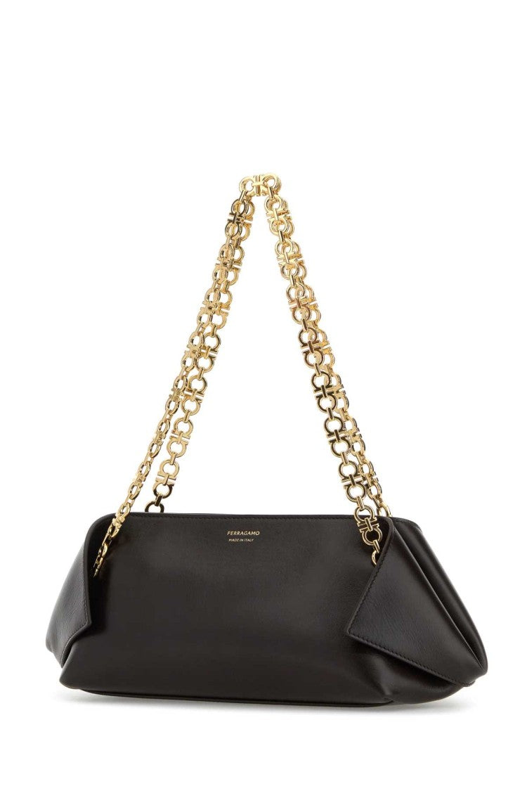 Salvatore Ferragamo Dark Brown Leather Shoulder Bag