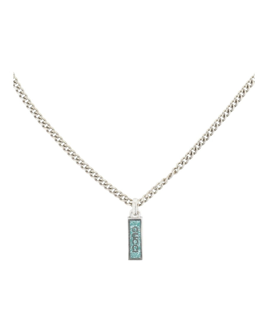 Gucci Sterling Silver Logo Plaque Necklace
