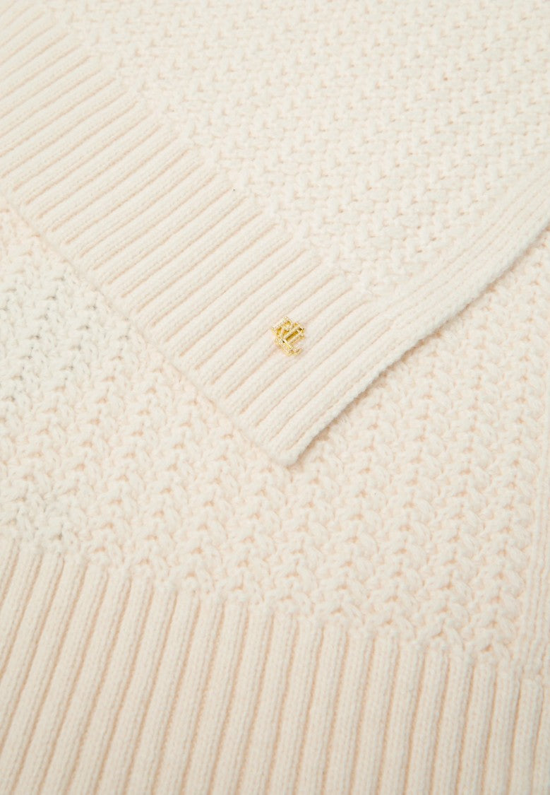 Lauren Ralph Lauren Cream Knitted Scarf And Beanie Set