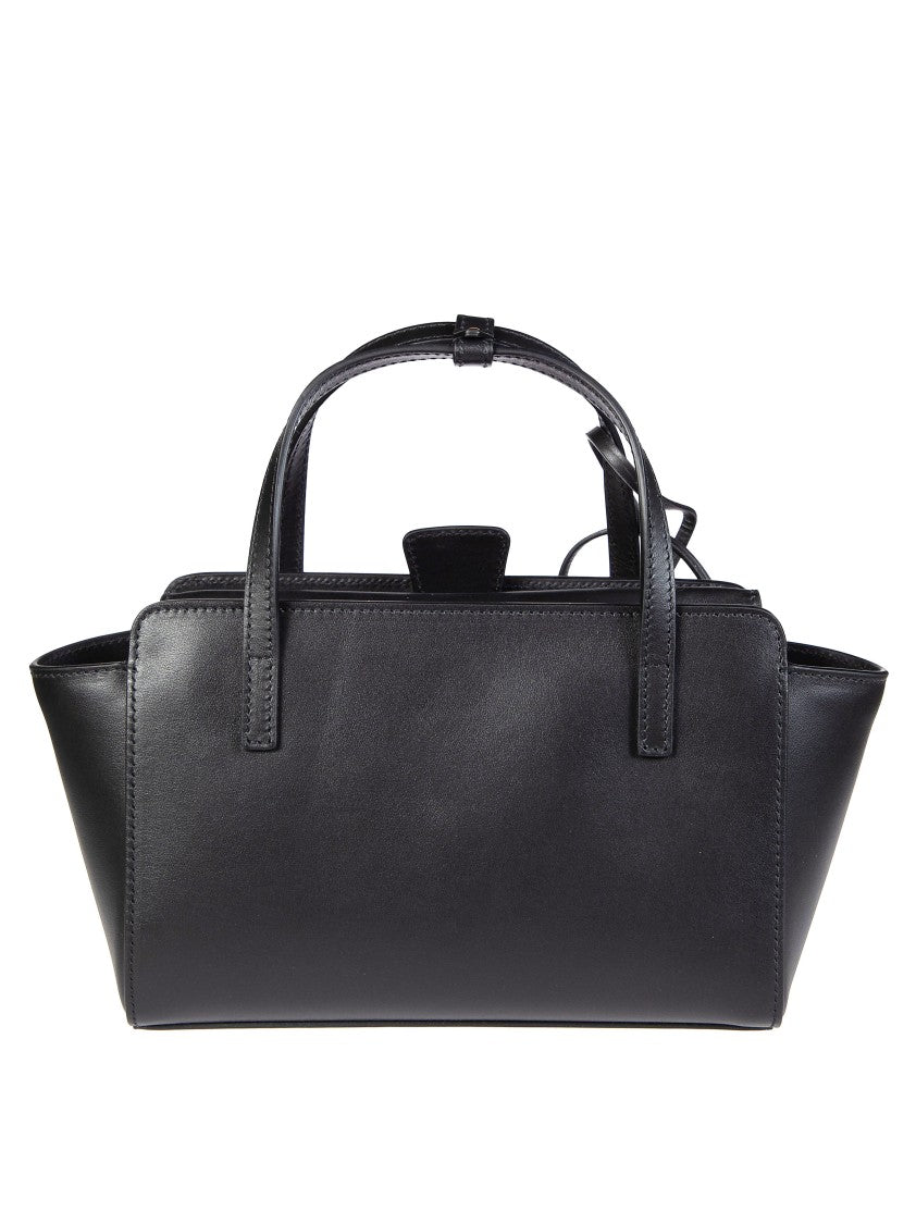 Hidesins Black Small Structured Flared Handbag