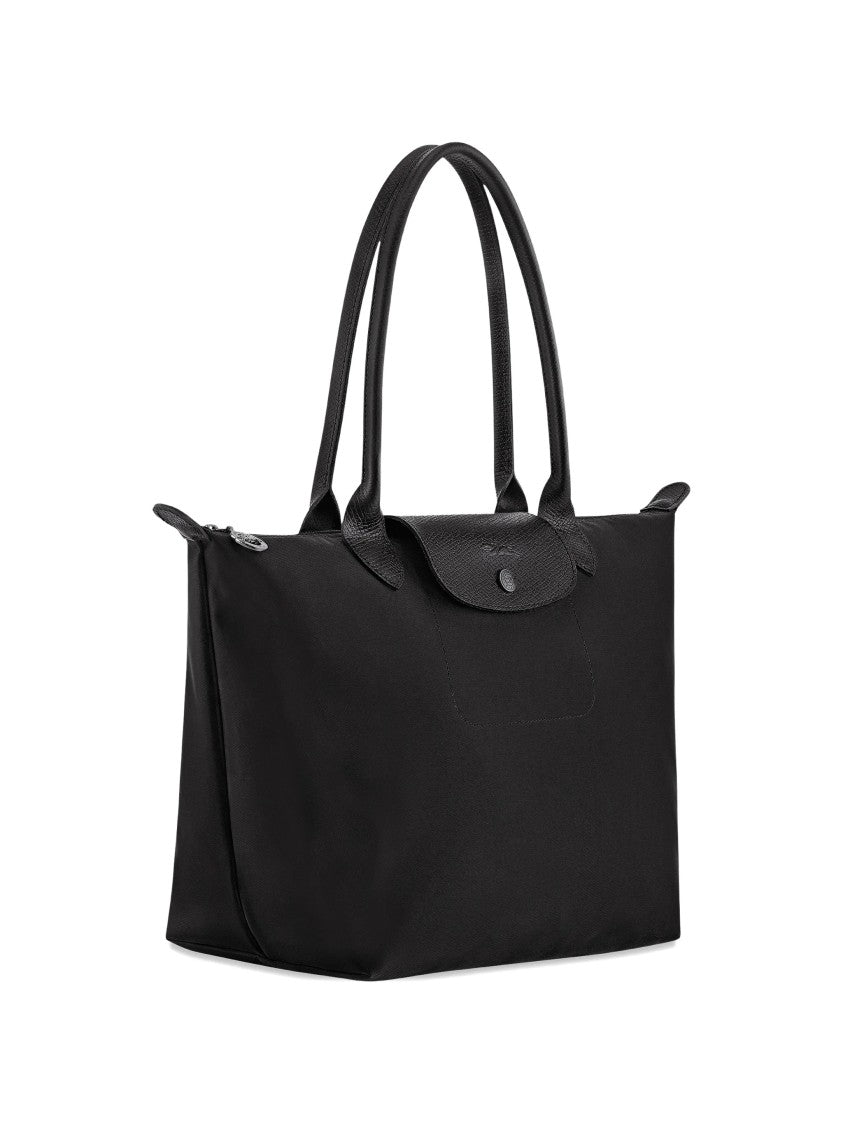 Longchamp Rectangular Black Tote Bag With Zip Closure