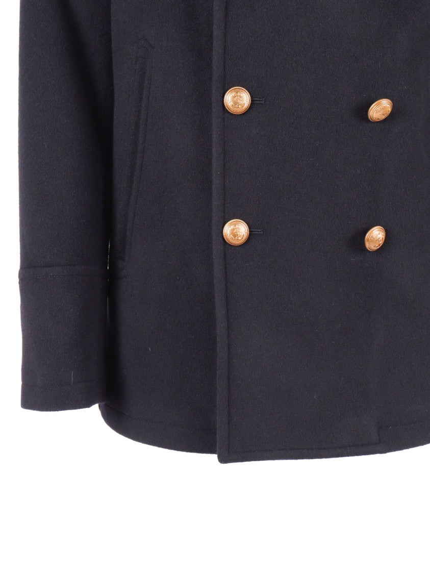 Sealup Elegant Misto Cashmere Peacoat With Hand-Embroidered Anchor Detail