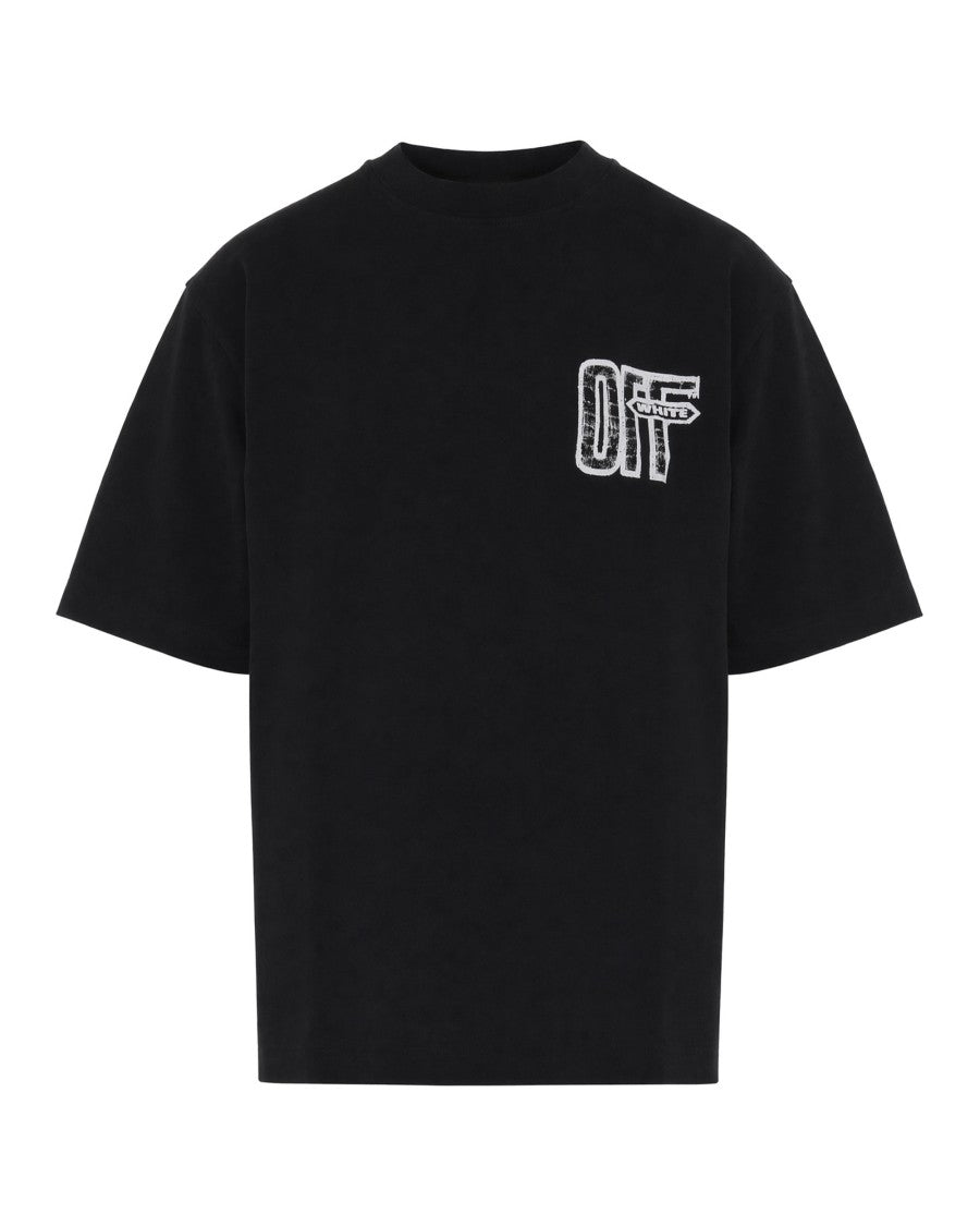 Off-White Black Cotton Printed Oversized T-Shirt