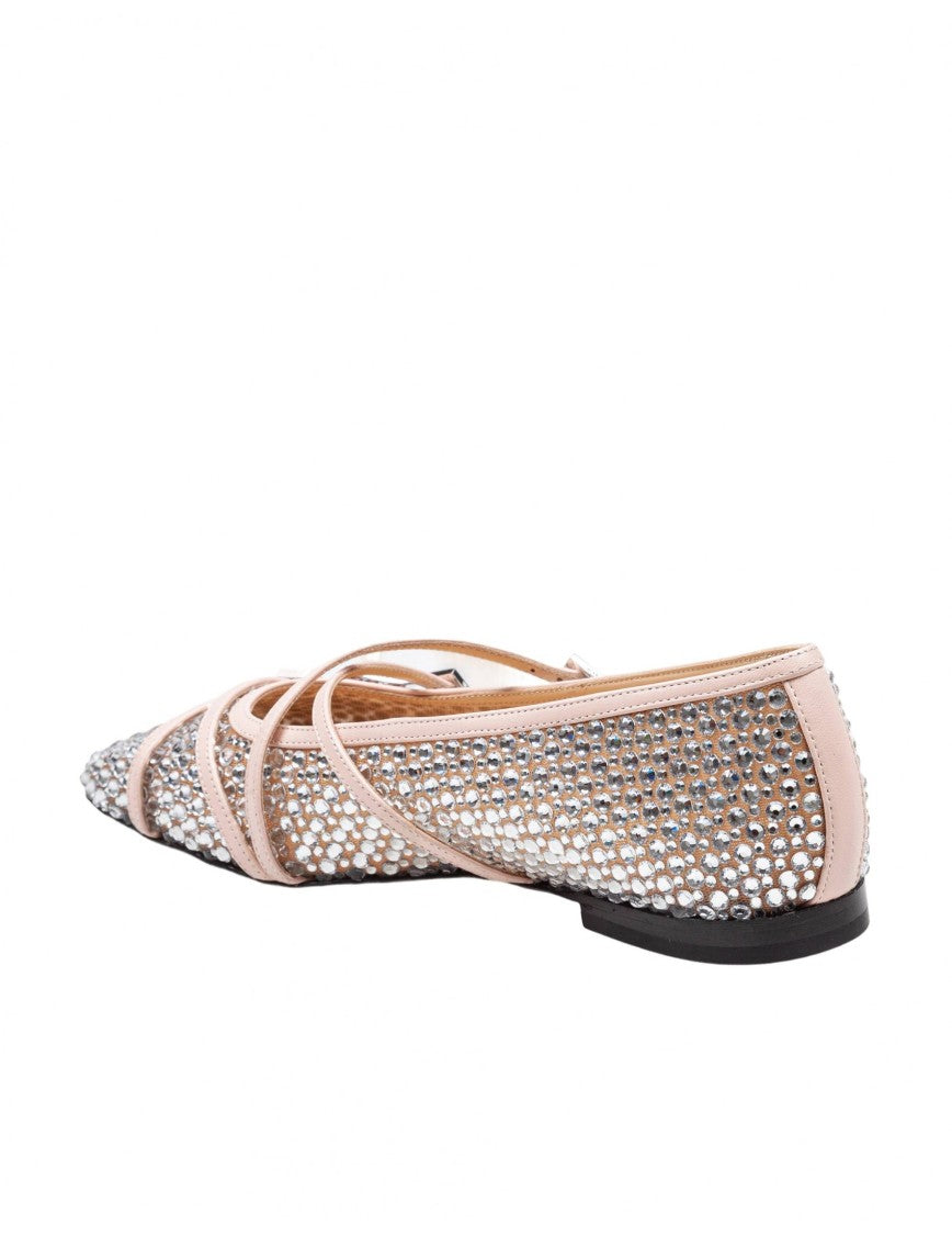 Mach & Mach Nude Mesh Ballerinas