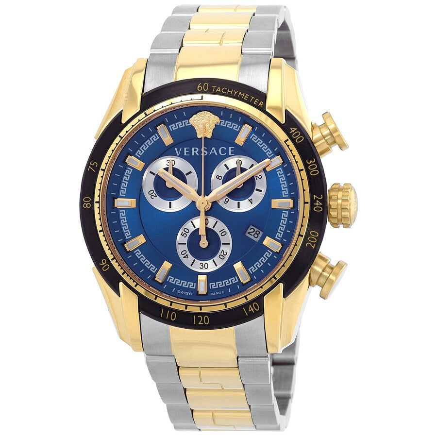 Versace Greca Logo 38Mm Women's Analog Watch With Blue Leather Strap