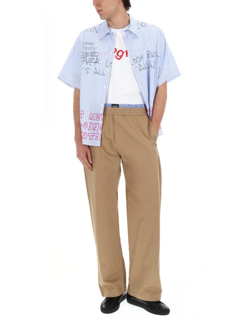 Msgm Blue White Stripes Cotton Shirt