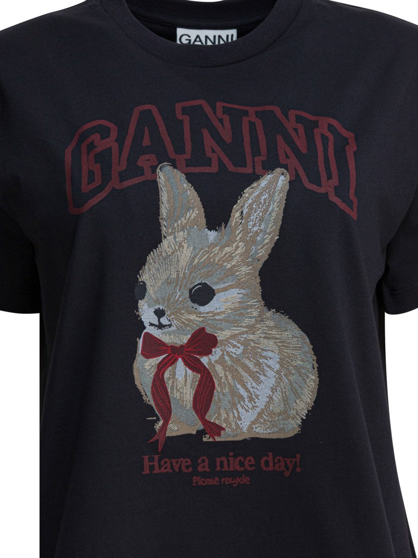Ganni "Bunny" Cotton T-Shirt