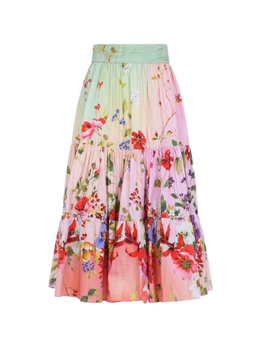 Roberto Cavalli Tiered Skirt With Floral Print