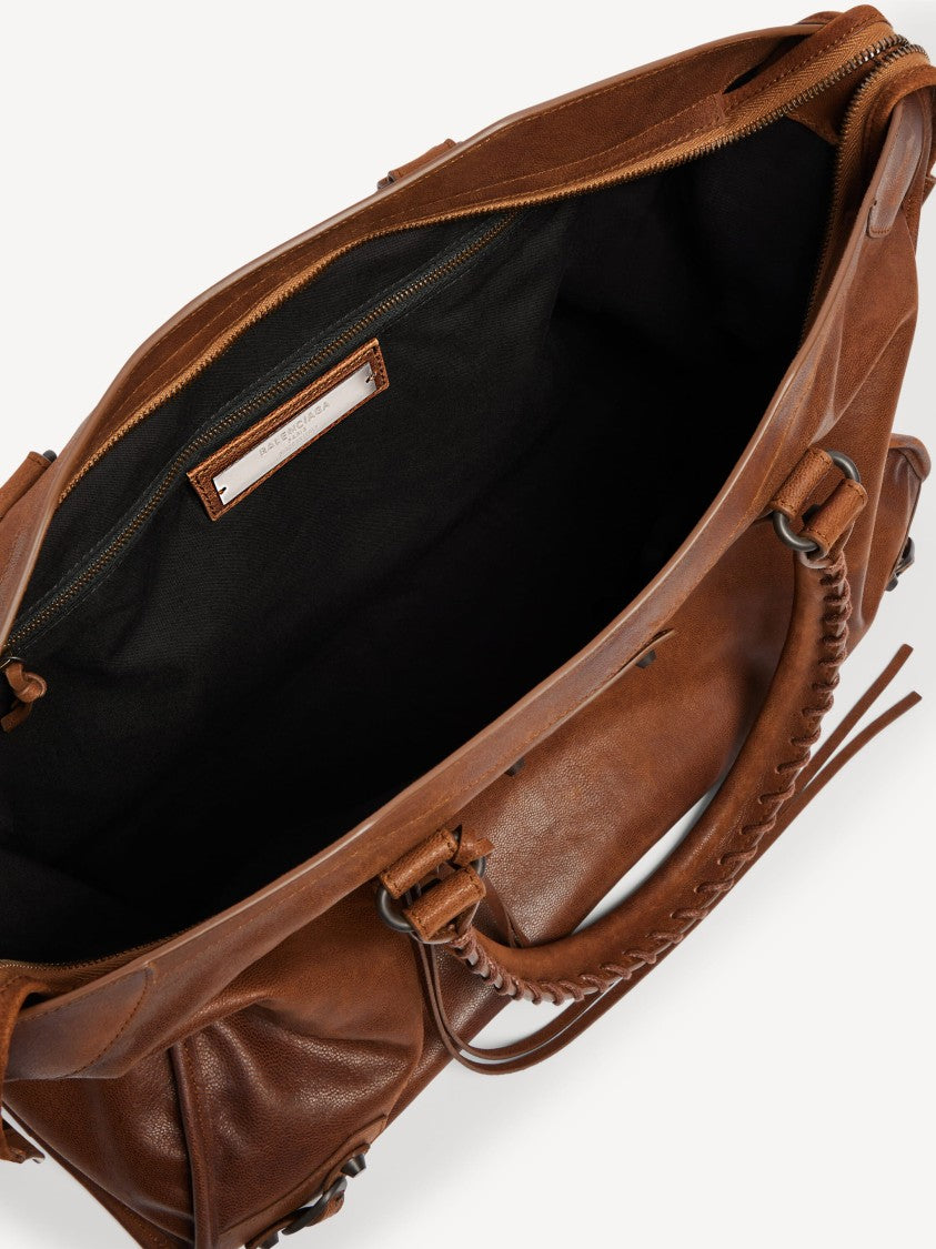 Balenciaga Le City L Braided Handle Studded Leather Tote Bag