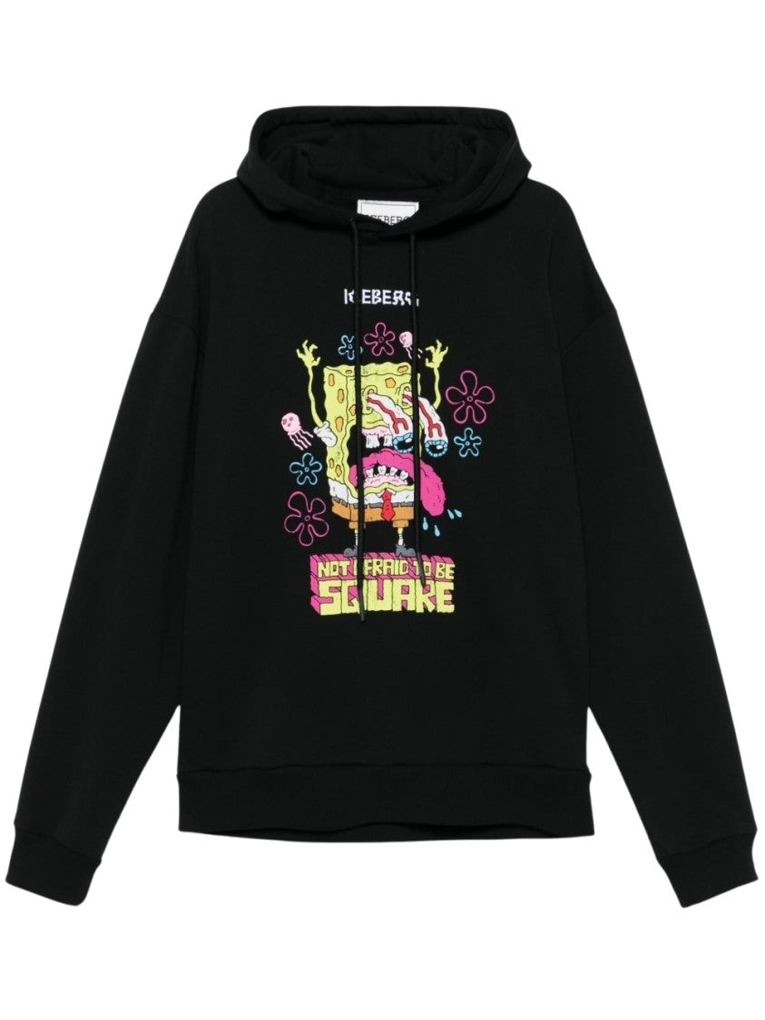 Iceberg Black Cotton Hoodie