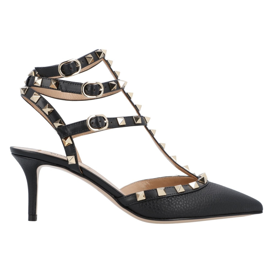 Valentino Rockstud Décolleté Heels With Woven Leather Design