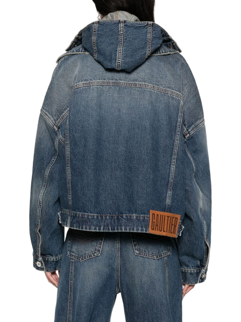 Jean Paul Gaultier Oversized Vintage Denim Jacket With Hood