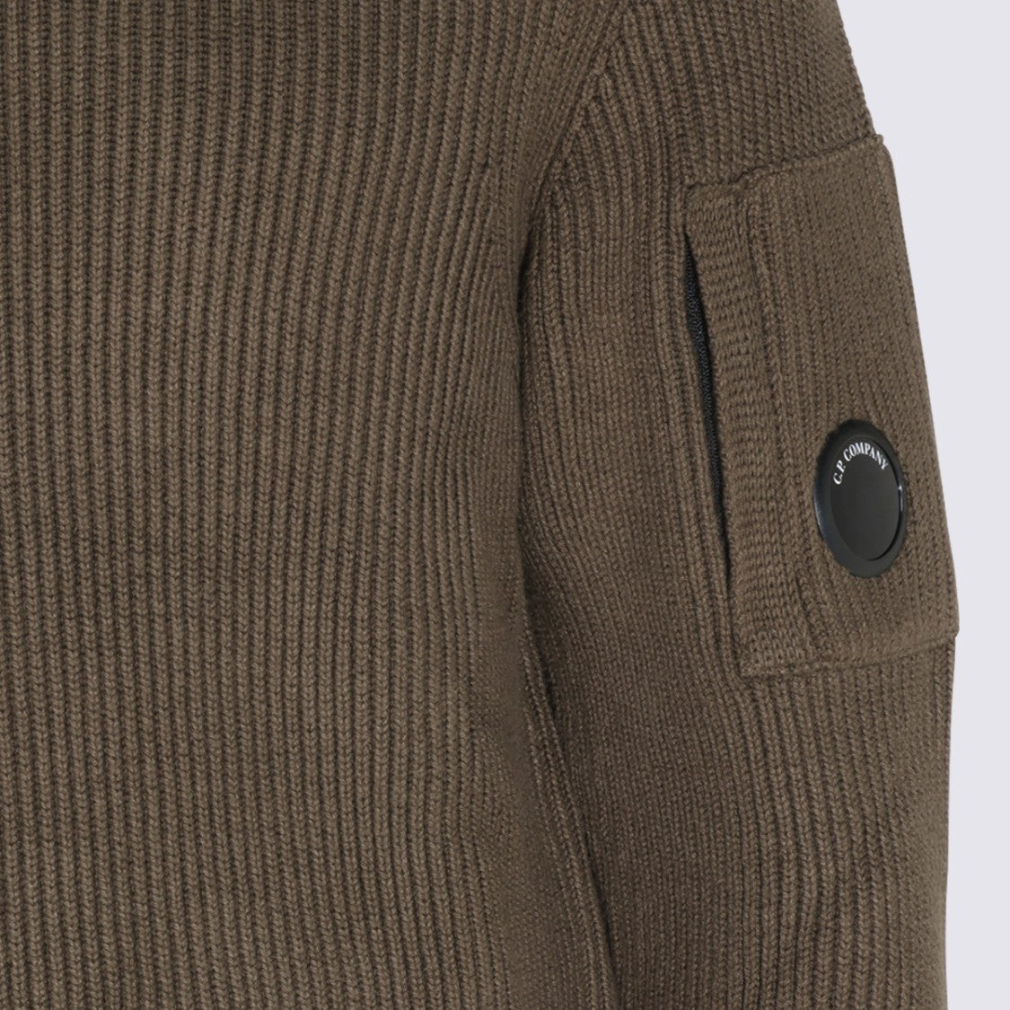C.P. Company Ribbed Knit Sweater With Crew Neckline And Logo Detail