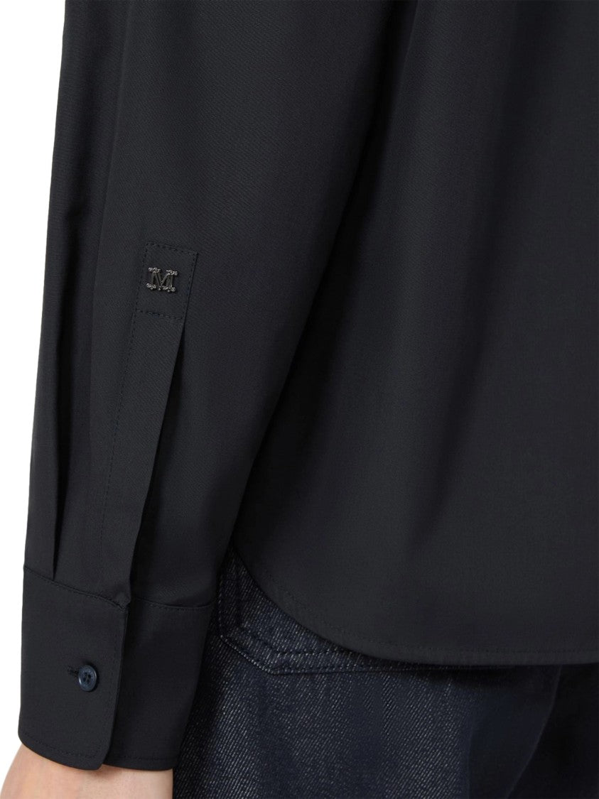 Max Mara Minimalist Blue Shirt With Concealed Button Placket