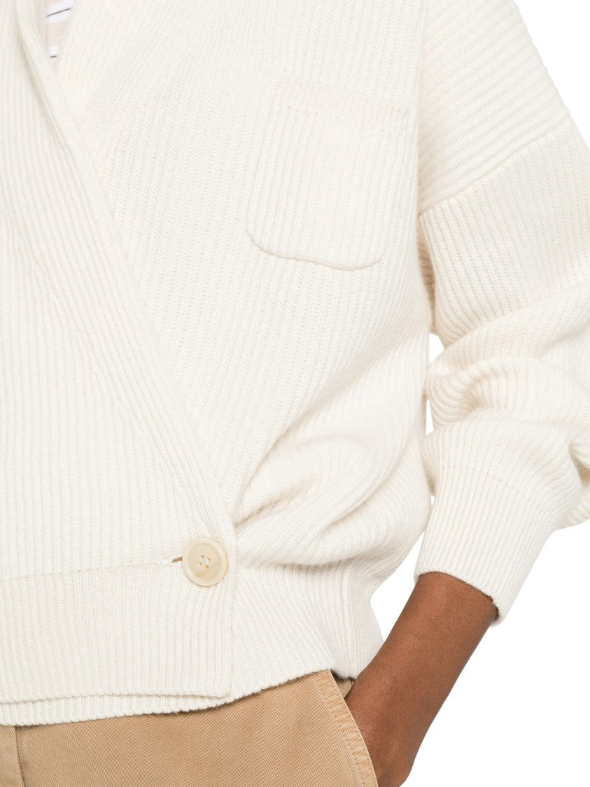 Brunello Cucinelli Cardigan Wrap-Style Shawl Collar Ribbed Knit Cardigan