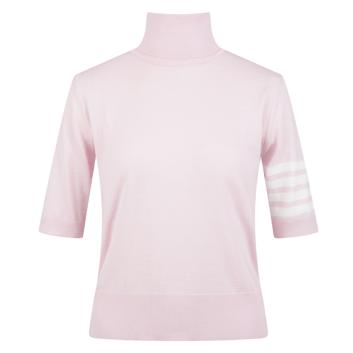 Thom Browne Short-Sleeve Ribbed Wool Top